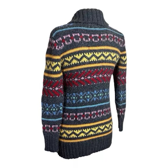 Lord & Taylor Cardigan Sweater Women S Wool Blend Fair Isle Button Shawl Collar - Picture 3 of 8